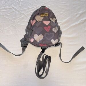 2-in-1 Toddler Safety Harness Grey Pink Happy Hearts Girl Backpack Leash